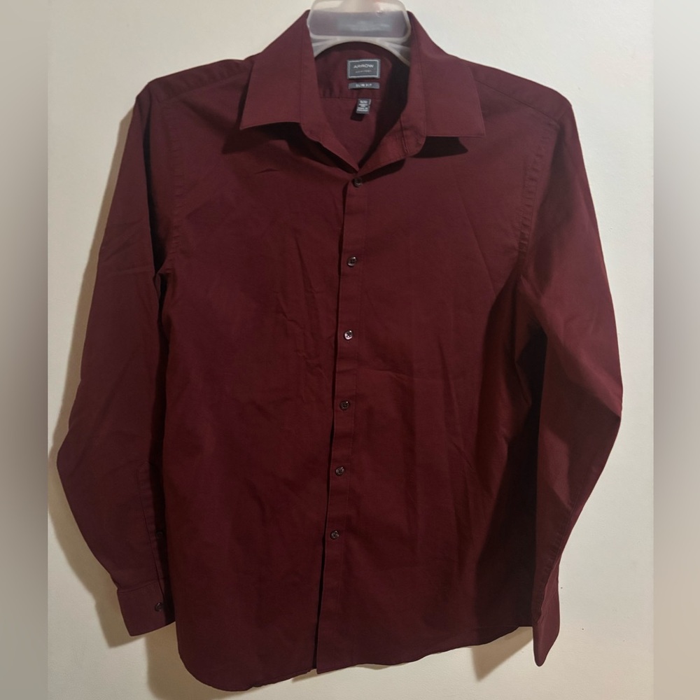 Arrow Burgundy Slim Fit Button-Up Shirt